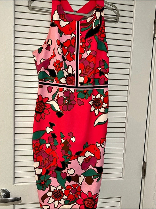Ted Baker Dresses & Skirts - Ted Baker Floral Midi Dress in Pink & Red Size 8 Like New